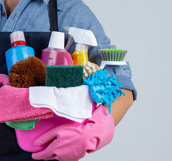holding cleaning equipments